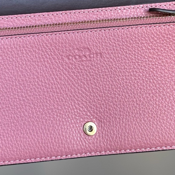 Coach Anna Foldover Pink Pebbled Leather Clutch/No Strap! - Picture 4 of 9